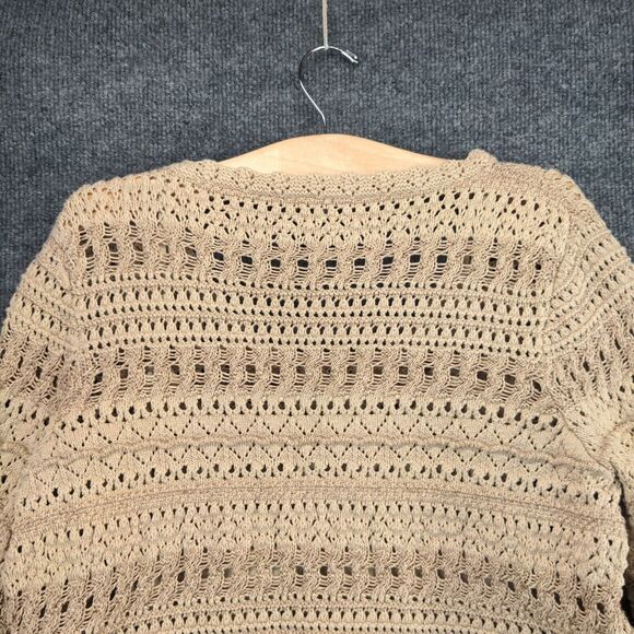 Dana Buchman Crocheted Pullover Sweater Built in Tank Sz XL Brown Boho - Picture 8 of 12